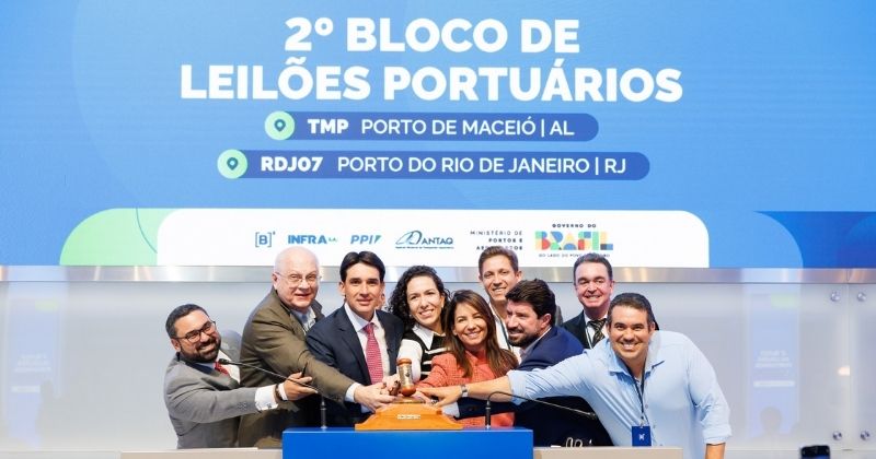 Ministério de Portos e Aeroportos e ANTAQ realizam leilão portuário na B3 com áreas em Maceió e no Rio de Janeiro