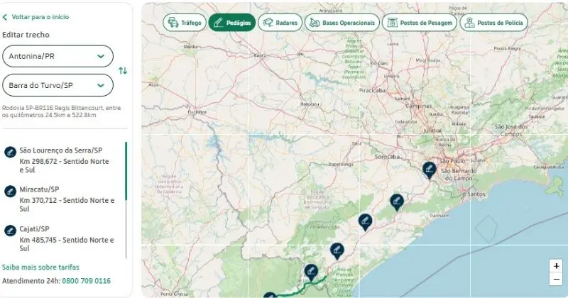 Arteris lança mapas interativos com condições de tráfego em tempo real em várias rodovias
